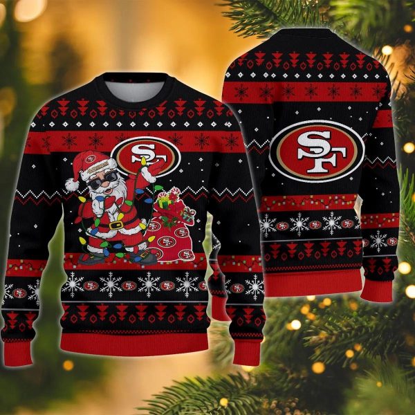 San Francisco 49ers Santa Claus Dabbing Ugly Christmas Sweater, San Francisco 49ers Ugly Sweater, NFL Ugly Sweater