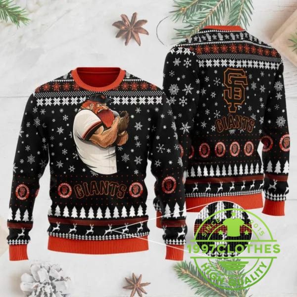 San Francisco Giants Mascot  Ugly Christmas Sweater, San Francisco Giants Ugly Sweater, MLB Christmas Sweater