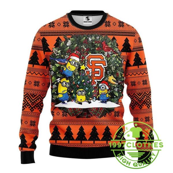 San Francisco Giants Minion Ugly Christmas Sweater, San Francisco Giants Ugly Sweater, MLB Christmas Sweater