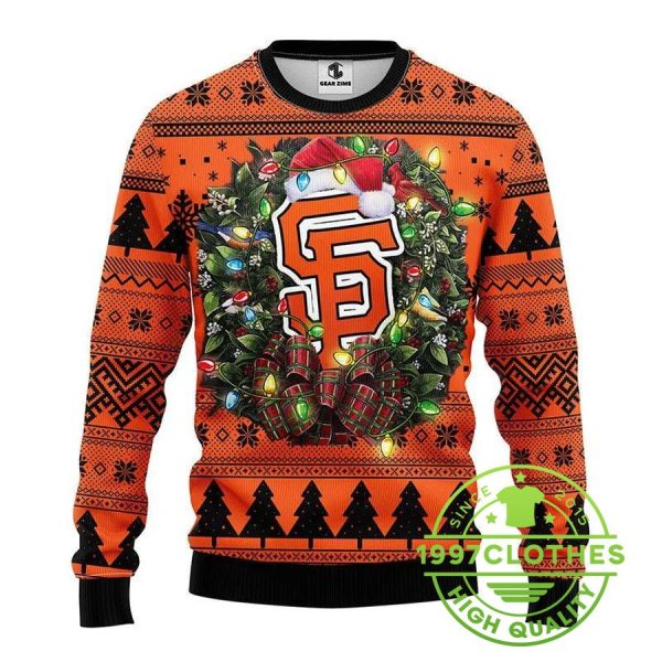 San Francisco Giants Santa Hat Ugly Christmas Sweater, San Francisco Giants Ugly Sweater, MLB Christmas Sweater