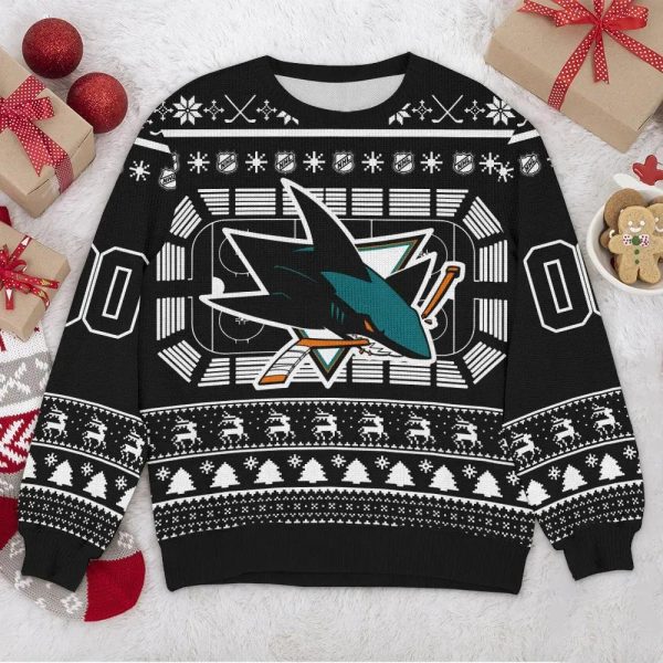 San Jose Sharks NHL Custom Ugly Christmas Sweater, San Jose Sharks Ugly Sweater, NHL Ugly Sweater