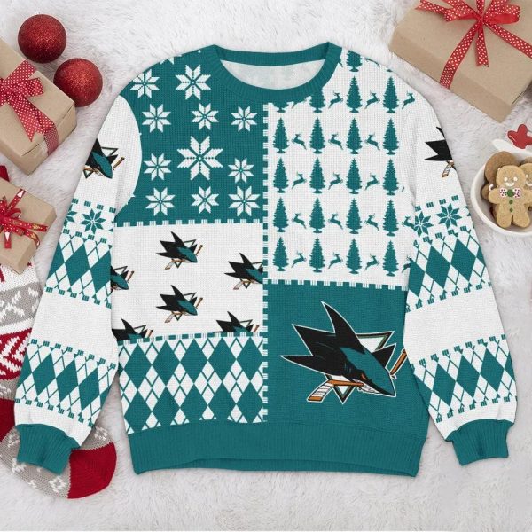 San Jose Sharks NHL Ugly Christmas Sweater, San Jose Sharks Ugly Sweater, NHL Ugly Sweater