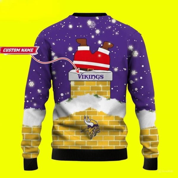 Santa Claus Funny Minnesota Vikings Ugly Christmas Sweater, Minnesota Vikings Ugly Sweater, NFL Ugly Sweater