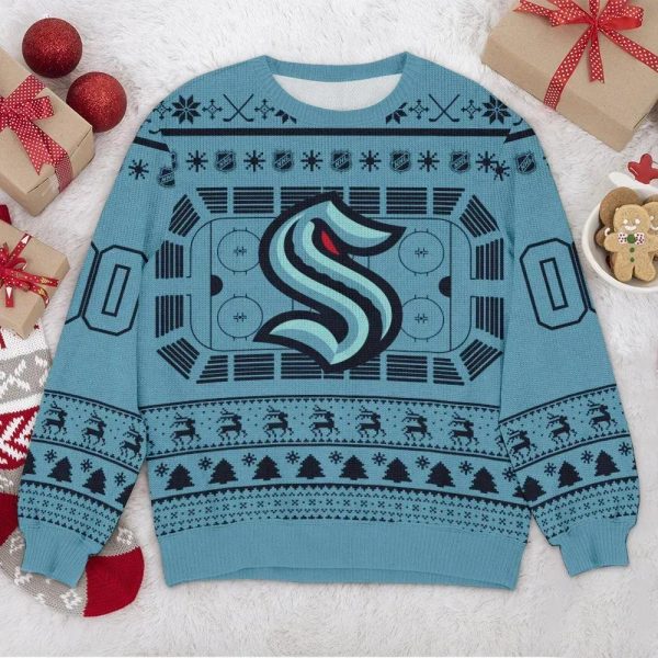 Seattle Kraken NHL Custom Ugly Christmas Sweater, Seattle Kraken Ugly Sweater, NHL Ugly Sweater