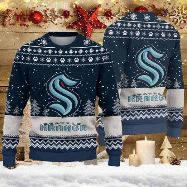 Seattle Kraken NHL Ugly Christmas Sweater, Seattle Kraken Ugly Sweater, NHL Ugly Sweater