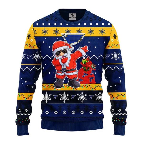 St. Louis Blues Dabbing Santa Claus Ugly Christmas Sweater, St. Louis Blues Ugly Sweater, NHL Ugly Sweater