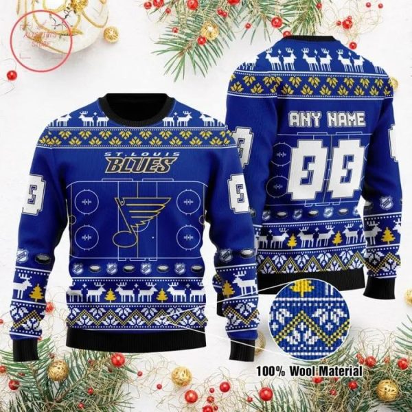 St. Louis Blues Personalized Ugly Christmas Sweater, St. Louis Blues Ugly Sweater, NHL Ugly Sweater