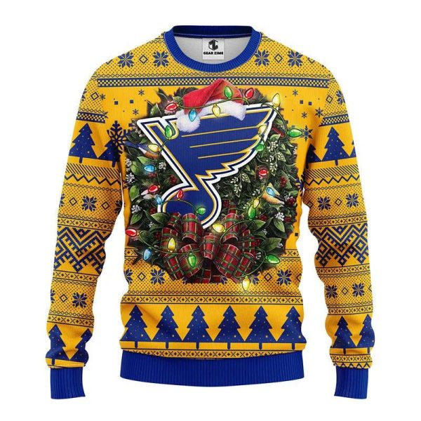 St. Louis Blues Santa Hat Ugly Christmas Sweater, St. Louis Blues Ugly Sweater, NHL Ugly Sweater