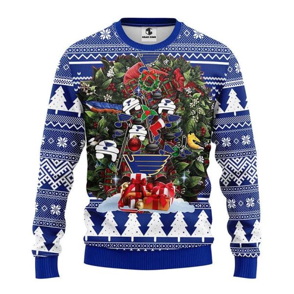 St. Louis Blues Tree Christmas Ugly Sweater, St. Louis Blues Ugly Sweater, NHL Ugly Sweater