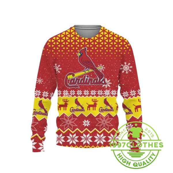 St. Louis Cardinals Sports Big Logo Ugly Christmas Sweater, St. Louis Cardinals Ugly Sweater, MLB Christmas Sweater