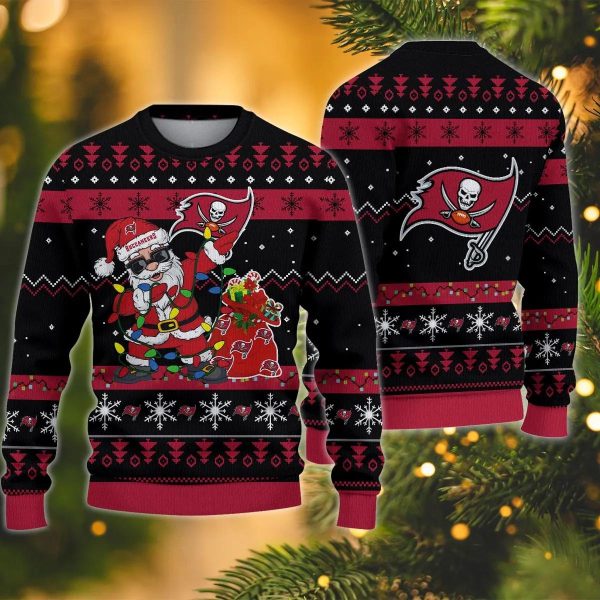 Tampa Bay Buccaneers Santa Dabbing Claus Ugly Christmas Sweater, Tampa Bay Buccaneers Ugly Sweater, NFL Ugly Sweater