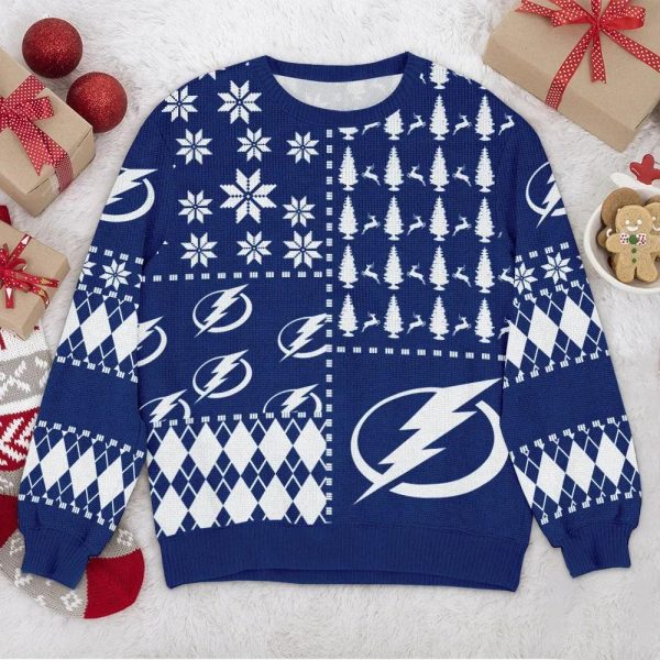 Tampa Bay Lightning NHL Ugly Christmas Sweater, Tampa Bay Lightning Ugly Sweater, NHL Ugly Sweater