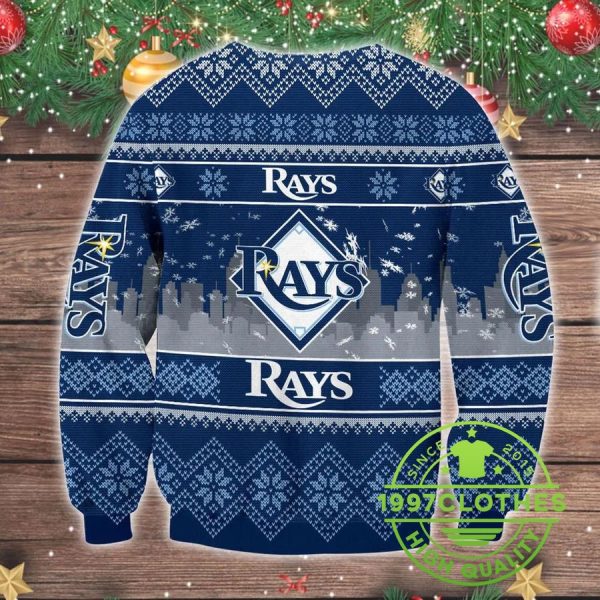 Tampa Bay Ray Big Logo Ugly Christmas Sweater, Tampa Bay Rays Ugly Sweater, MLB Christmas Sweater