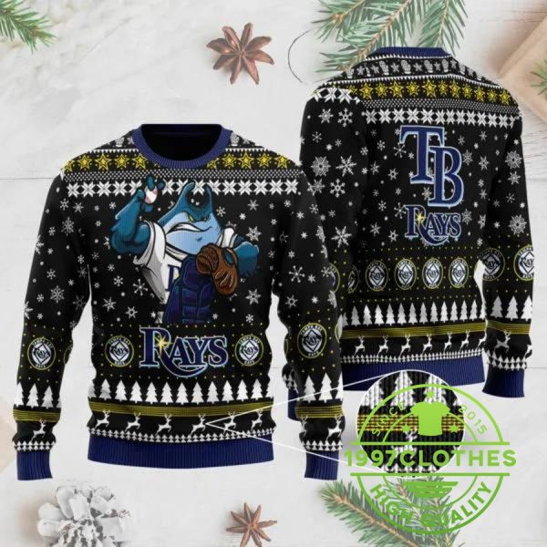 Tampa Bay Rays Mascot Ugly Christmas Sweater, Tampa Bay Rays Ugly Sweater, MLB Christmas Sweater