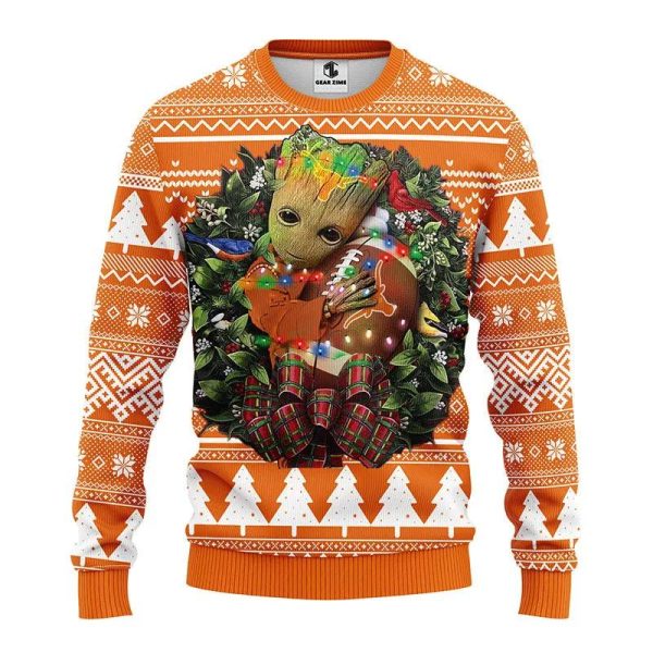 Texas Longhorns Groot Hug Ugly Christmas Sweater, Texas Longhorns Ugly Christmas Sweater, NCAA Christmas Sweater