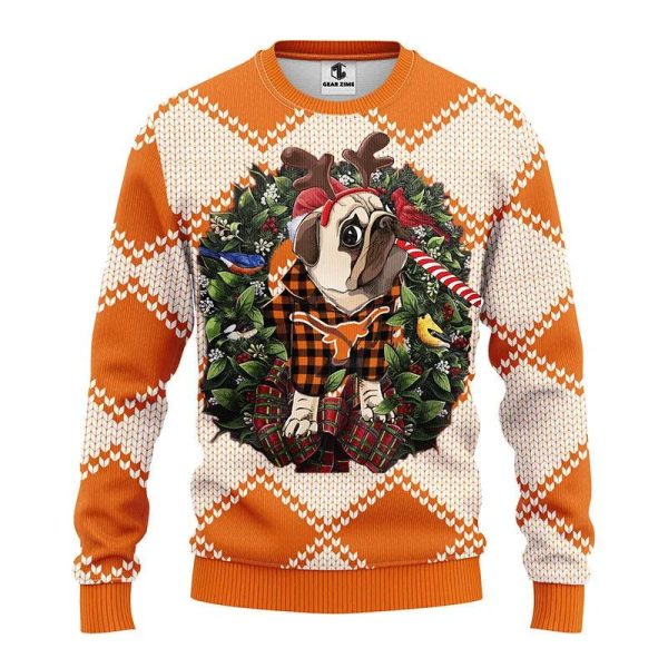 Texas Longhorns Pub Dog Ugly Christmas Sweater, Texas Longhorns Ugly Christmas Sweater, NCAA Christmas Sweater