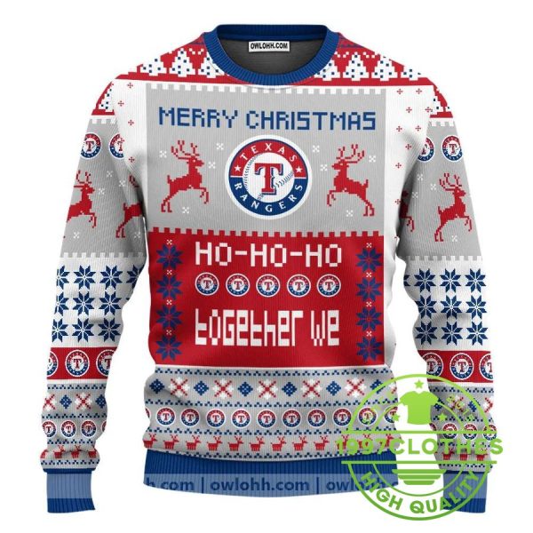 Texas Rangers Merry Christmas Ugly Christmas Sweater, Texas Rangers Ugly Sweater, MLB Christmas Sweater