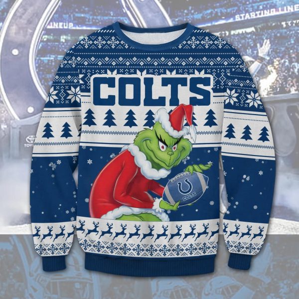 The Grinch Stolen Indianapolis Colts Ugly Christmas Sweater, Indianapolis Colts Ugly Sweater, NFL Ugly Sweater