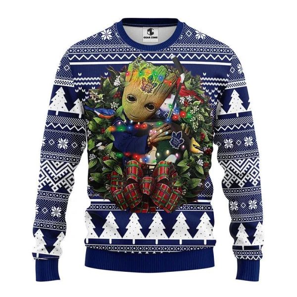 Toronto Maple Leafs Groot Hug Ugly Christmas Sweater, Toronto Maple Leafs Ugly Sweater, NHL Ugly Sweater