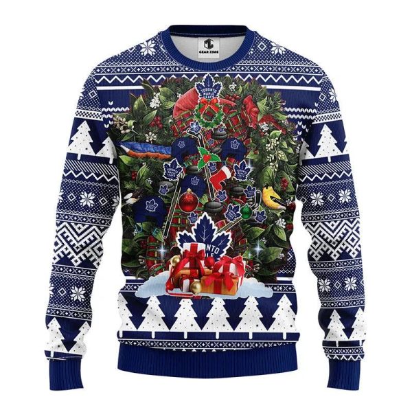 Toronto Maple Leafs Tree Christmas Ugly Sweater, Toronto Maple Leafs Ugly Sweater, NHL Ugly Sweater