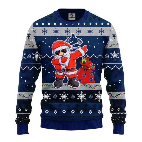 Vancouver Canucks Dabbing Santa Claus Ugly Christmas Sweater, Vancouver Canucks Ugly Sweater, NHL Ugly Sweater