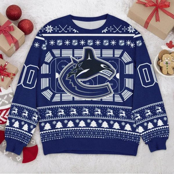 Vancouver Canucks NHL Custom Ugly Christmas Sweater, Vancouver Canucks Ugly Sweater, NHL Ugly Sweater