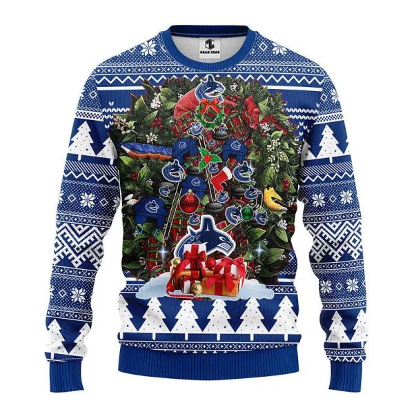 Vancouver Canucks Tree Christmas Ugly Sweater, Vancouver Canucks Ugly Sweater, NHL Ugly Sweater