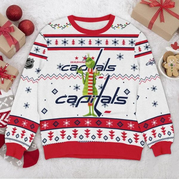 Washington Capitals NHL Grinch Ugly Christmas Sweater, Washington Capitals Ugly Sweater, NHL Ugly Sweater