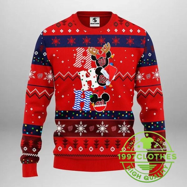 Washington Nationals Hohoho Ugly Christmas Sweater, Washington Nationals Ugly Sweater, MLB Christmas Sweater