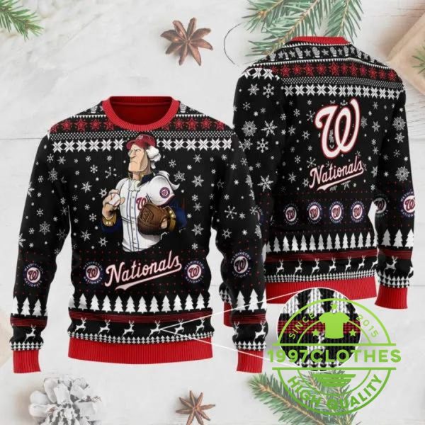 Washington Nationals Mascot Ugly Christmas Sweater, Washington Nationals Ugly Sweater, MLB Christmas Sweater