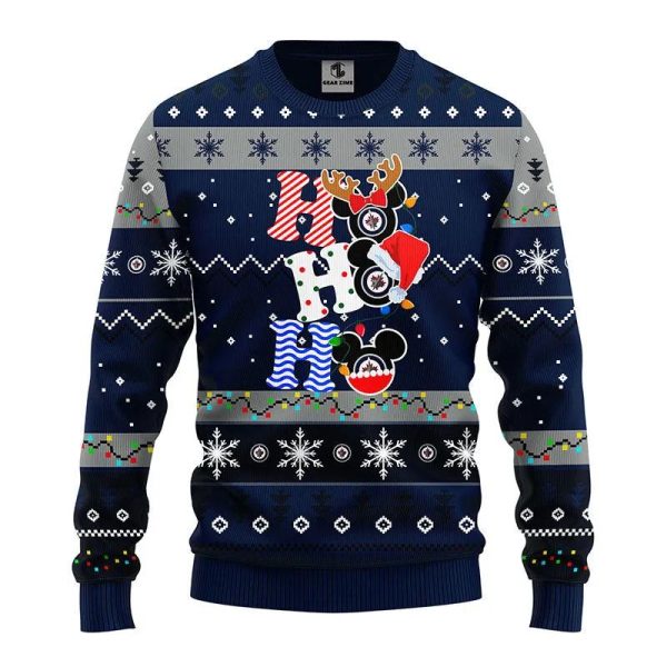 Winnipeg Jets Hohoho Ugly Christmas Sweater, Winnipeg Jets Ugly Sweater, NHL Ugly Sweater