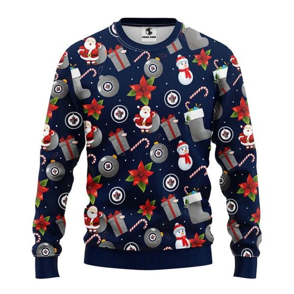 Winnipeg Jets Santa Claus Snowman Ugly Christmas Sweater, Winnipeg Jets Ugly Sweater, NHL Ugly Sweater