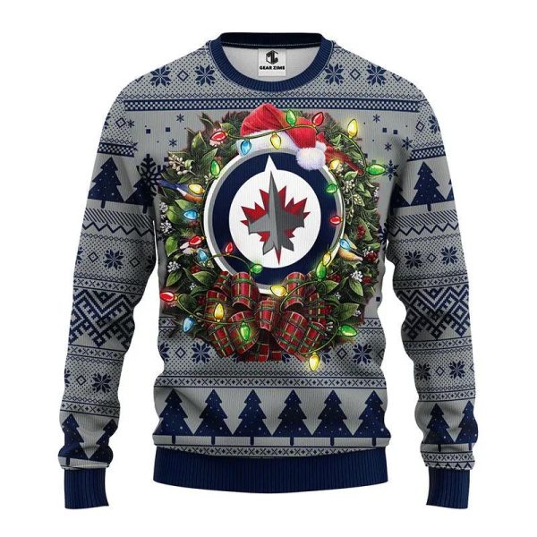 Winnipeg Jets Santa Hat Ugly Christmas Sweater, Winnipeg Jets Ugly Sweater, NHL Ugly Sweater