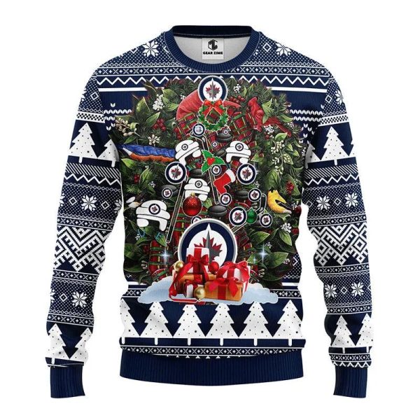 Winnipeg Jets Tree Christmas Ugly Sweater, Winnipeg Jets Ugly Sweater, NHL Ugly Sweater